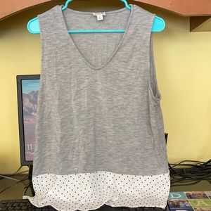 J Crew Gray w Polka Dotted Bottom Tank in XL